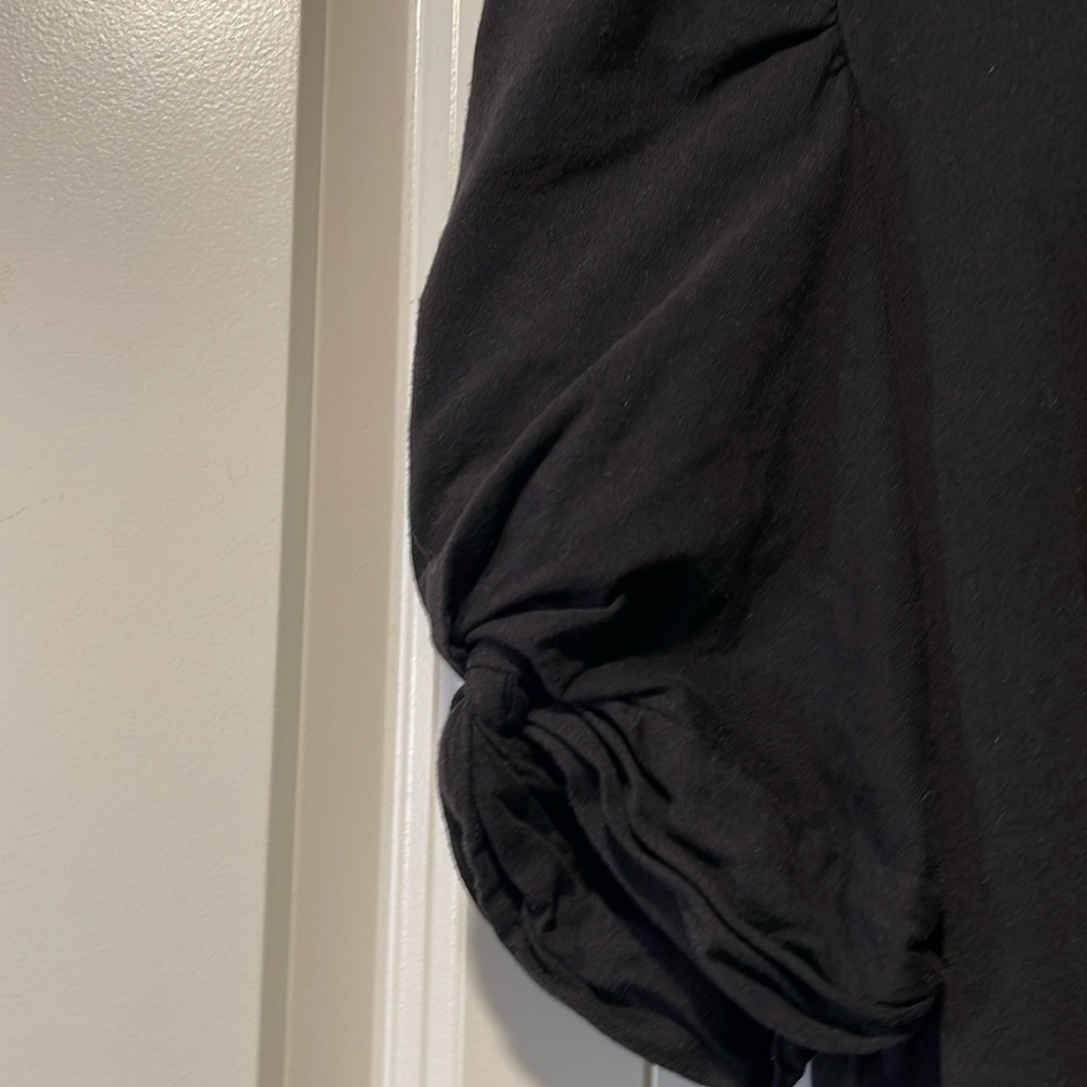 A.L.C. Kati Cotton Ruched Puff sleeve Cotton Top Shirt Tee Black Small - Picture 7 of 9
